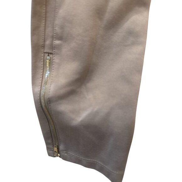 White House Black Market WHBM Skimmer Jeans Ankle Zippers Tan Size 6 Pre-Own EUC - Picture 2 of 9